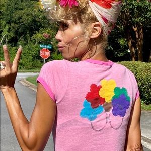 OOAK handpainted pink Peter royalty top tee shirt